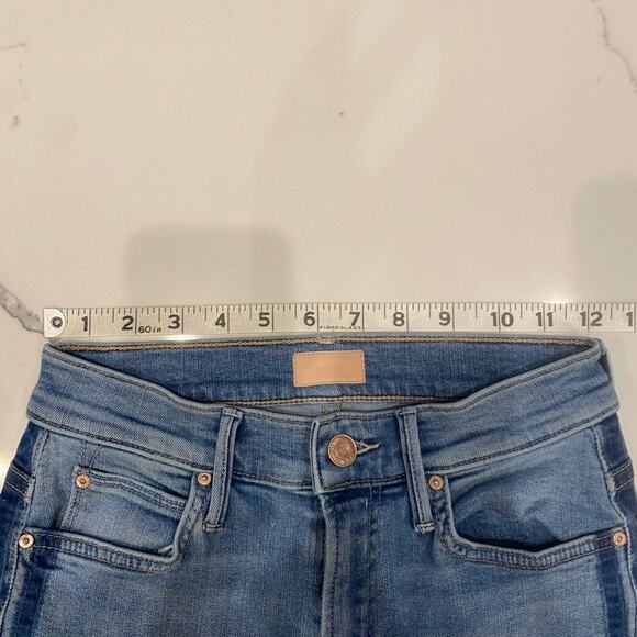 Mother Stunner Zip Ankle Step Fray in Light Kitty Racer Blue Denim Jeans size 25 - Picture 7 of 12